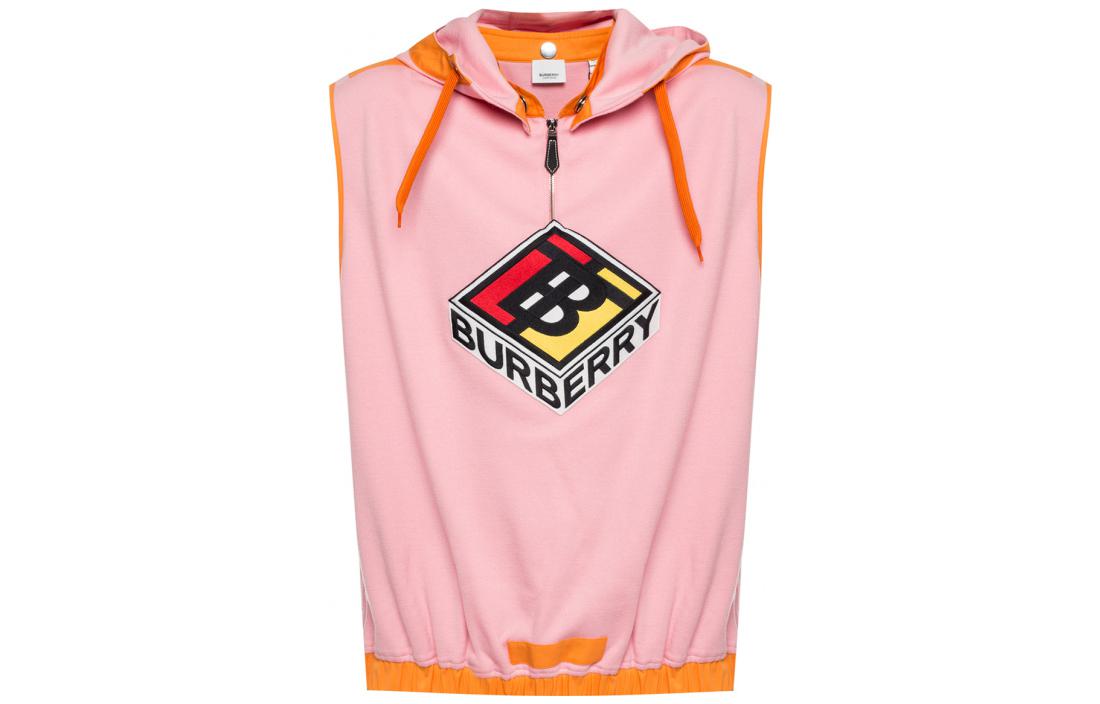 Burberry  Pink Sleeveless Hoodie with Pattern Print. 45595481