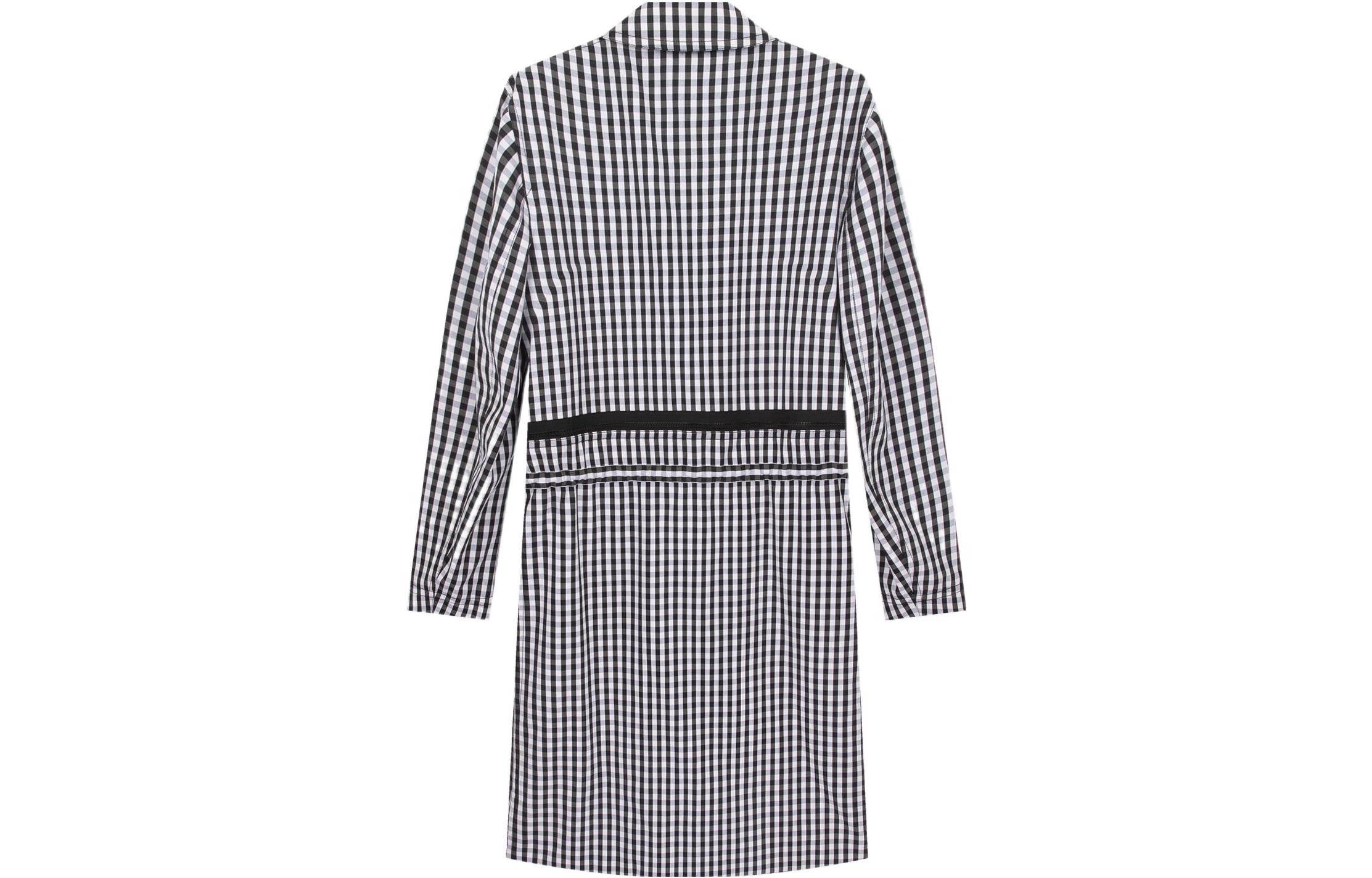 Burberry  Plaid Print Long Sleeve Mid-Length Trench Coat Black White 45635401 圖 3