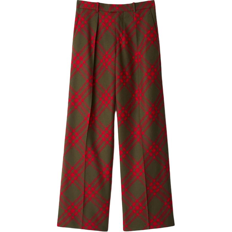 Order Pantalones Burberry Ajuste Suelto Pierna Ancha Cuadros Cremallera Azul Lago 80950881