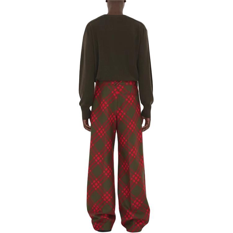 Purchase Pantalones Burberry Ajuste Suelto Pierna Ancha Cuadros Cremallera Azul Lago 80950881