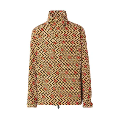 Burberry Portable Hooded Jacket with Logo Print in Mustard Yellow. 80512821