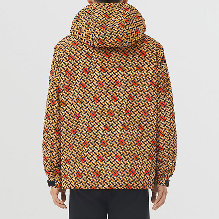 Shop Burberry 芥末黃連帽印花Logo輕便外套 80512821
