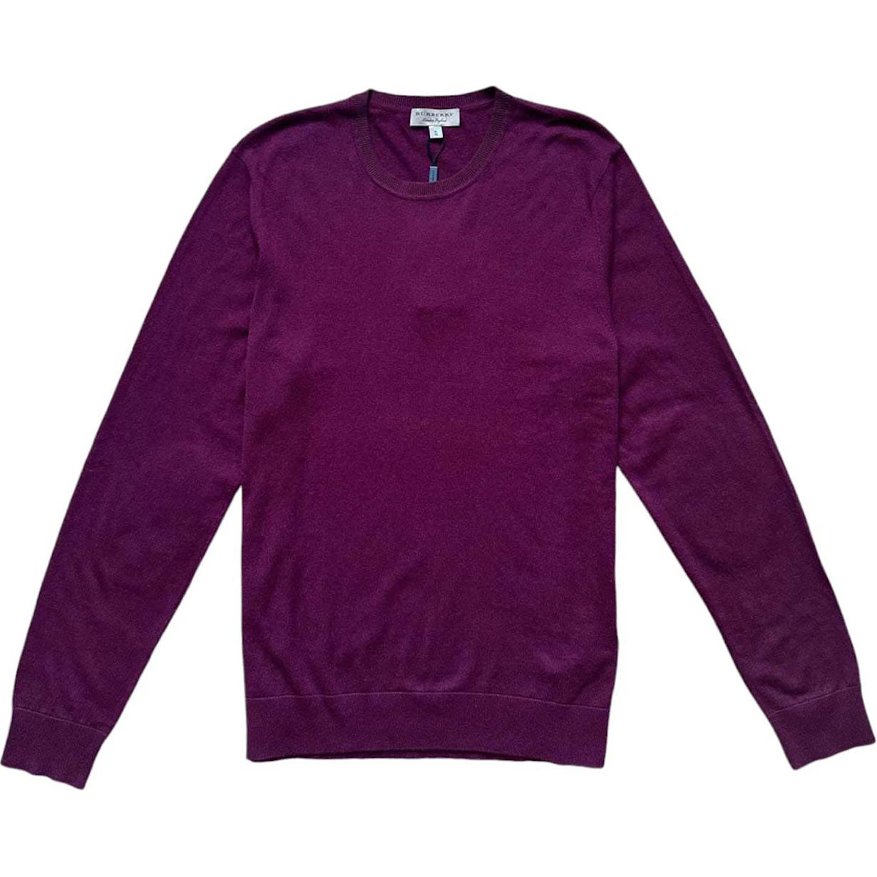 Burberry  Purple Check Patch Crewneck Pullover Sweater. 40228121