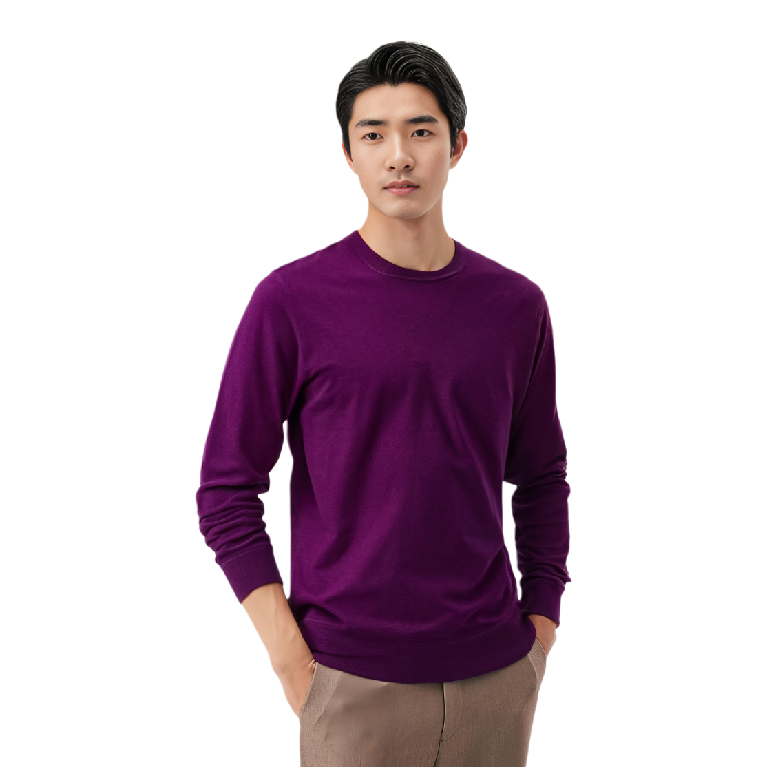 Shop Burberry  Purple Check Patch Crewneck Pullover Sweater. 40228121