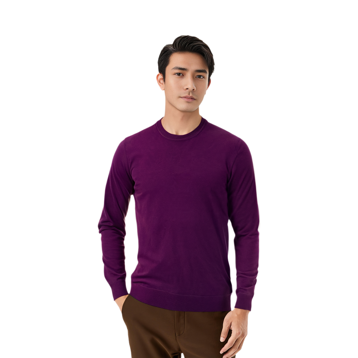 Purchase Burberry  Purple Check Patch Crewneck Pullover Sweater. 40228121