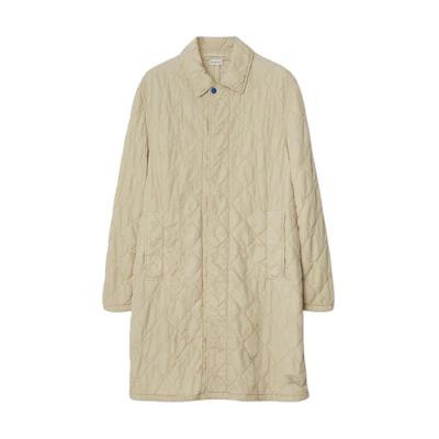 Burberry Quilted Mid-Length Coat Single-Breasted Solid White 80838141
