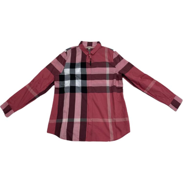 Burberry  Red Check Long Sleeve Straight-Cut Shirt. 40129461