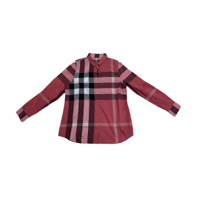 Burberry Red Check Long Sleeve Straight-Cut Shirt. 40129461