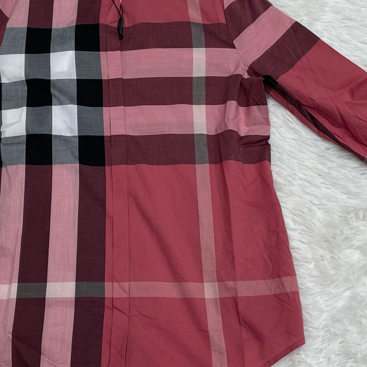 Details for 버버리 레드 체크 스트레이트 핏 긴팔 셔츠. 40129461