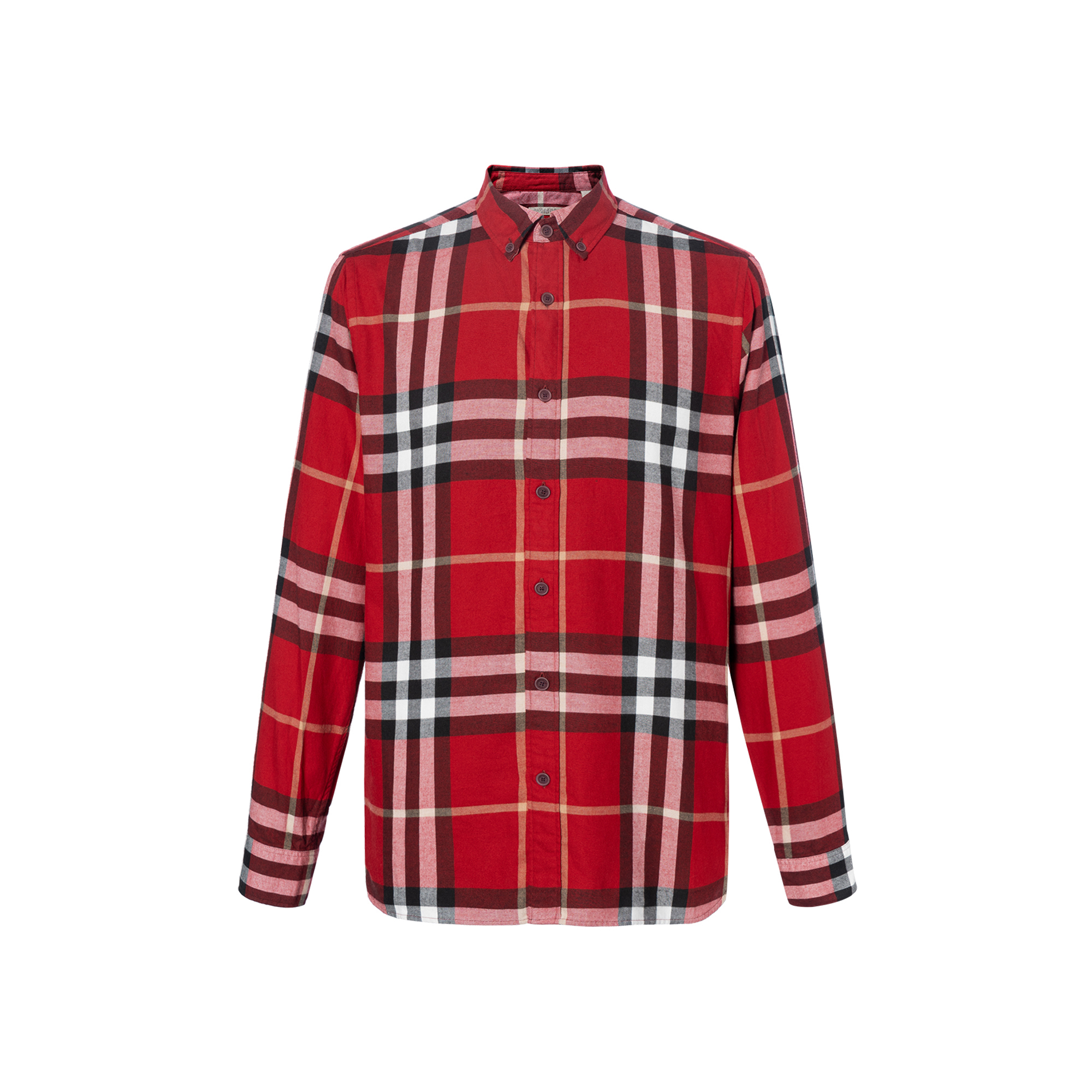 Burberry  Red Check Print Long Sleeve Button-Up Shirt 40056131