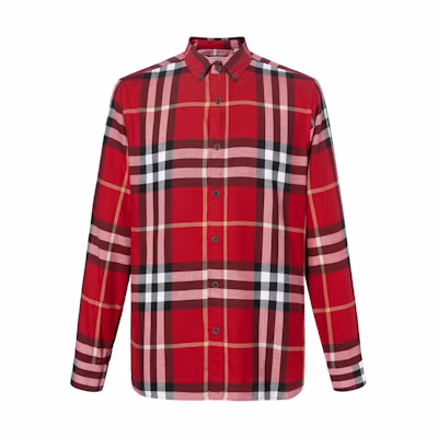 Burberry Red Check Print Long Sleeve Button-Up Shirt 40056131