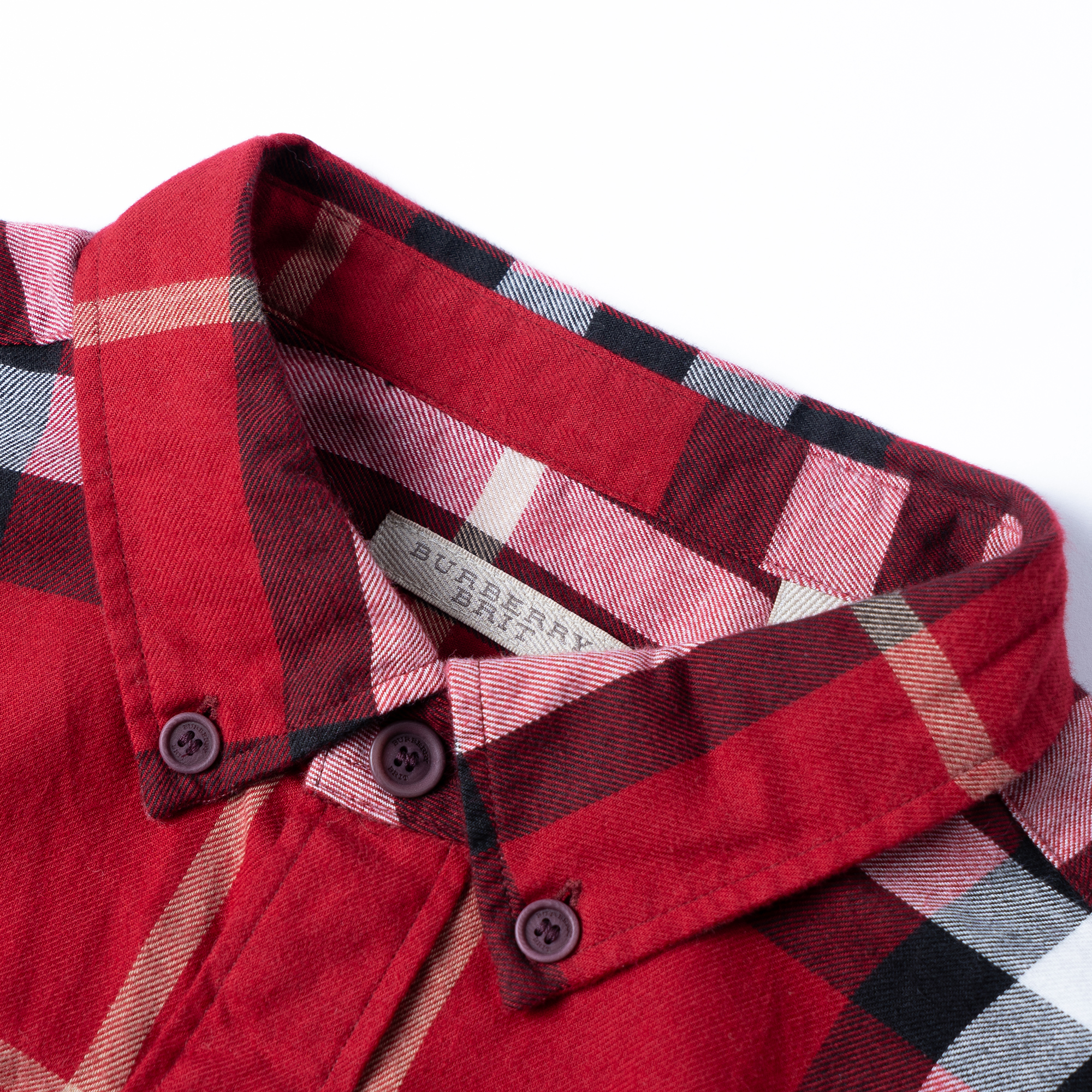 Burberry  Red Check Print Long Sleeve Button-Up Shirt 40056131 圖 5