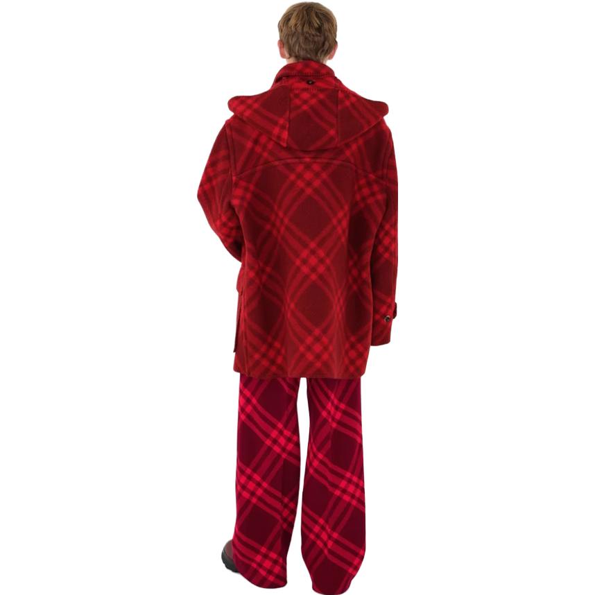 Burberry  Red Check Print Single-Breasted Wool Coat. 80789101 圖 5