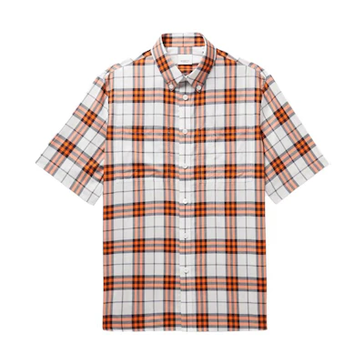 Burberry Red Check Print Slim Fit Short Sleeve Shirt. 80636281