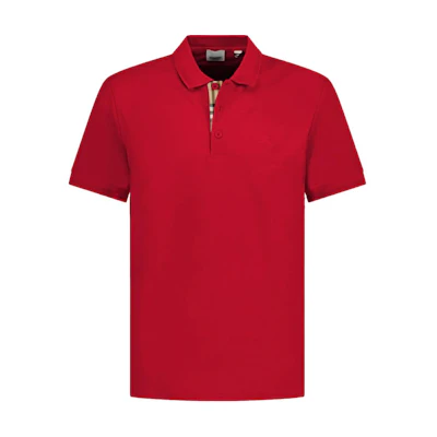 Burberry Red Solid Logo Embroidered Short Sleeve Polo Shirt. 80675881