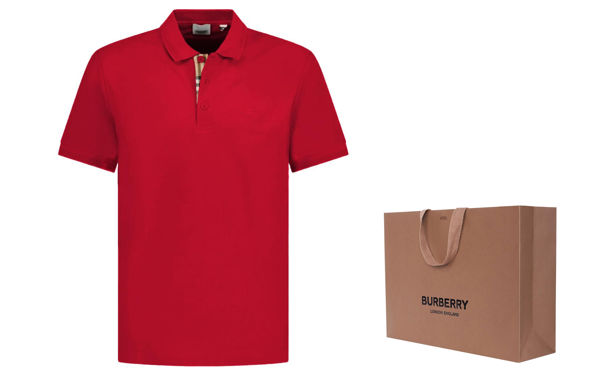Lookbook バーバリー レッド ロゴ刺繍 半袖ポロシャツ. 80675881