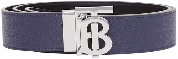 Burberry Reversible Calf Leather Belt Blue 3.5cm with Silver Buckle Gift Set 8043246 Burberry Reversible Calf Leather Belt Blue 3.5cm with Silver Buckle Gift Set 8043246