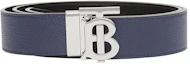 Order Burberry 可翻轉雙面藍色小牛皮腰帶3.5cm銀扣禮盒套裝 8043246