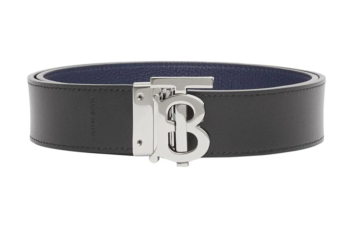 Burberry  Reversible Calf Leather Belt Blue 3.5cm with Silver Buckle Gift Set 8043246 圖 3
