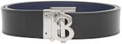 Lookbook Burberry 可翻轉雙面藍色小牛皮腰帶3.5cm銀扣禮盒套裝 8043246