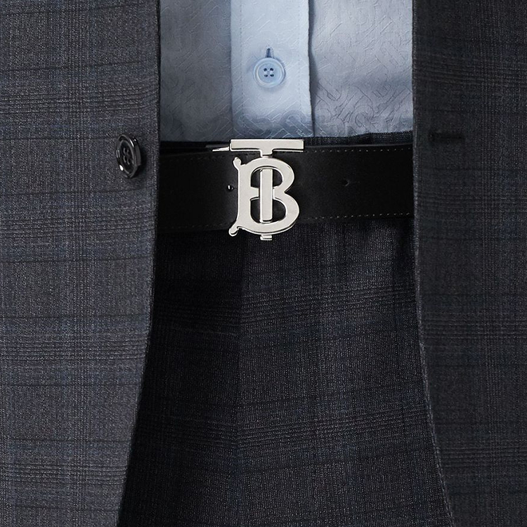 Burberry  Reversible Calf Leather Belt Blue 3.5cm with Silver Buckle Gift Set 8043246 圖 4