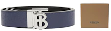 Details for Burberry 可翻轉雙面藍色小牛皮腰帶3.5cm銀扣禮盒套裝 8043246