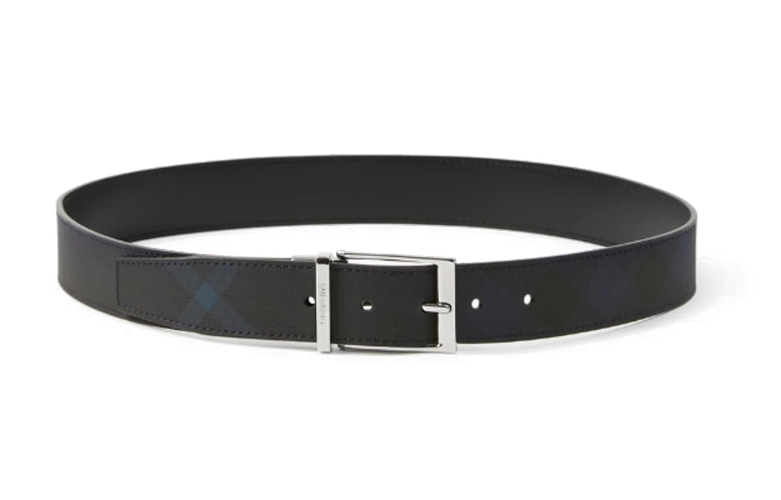 Burberry  Reversible Check Buckle Belt Navy 3.5CM Polyurethane Leather. 80732871 圖 2