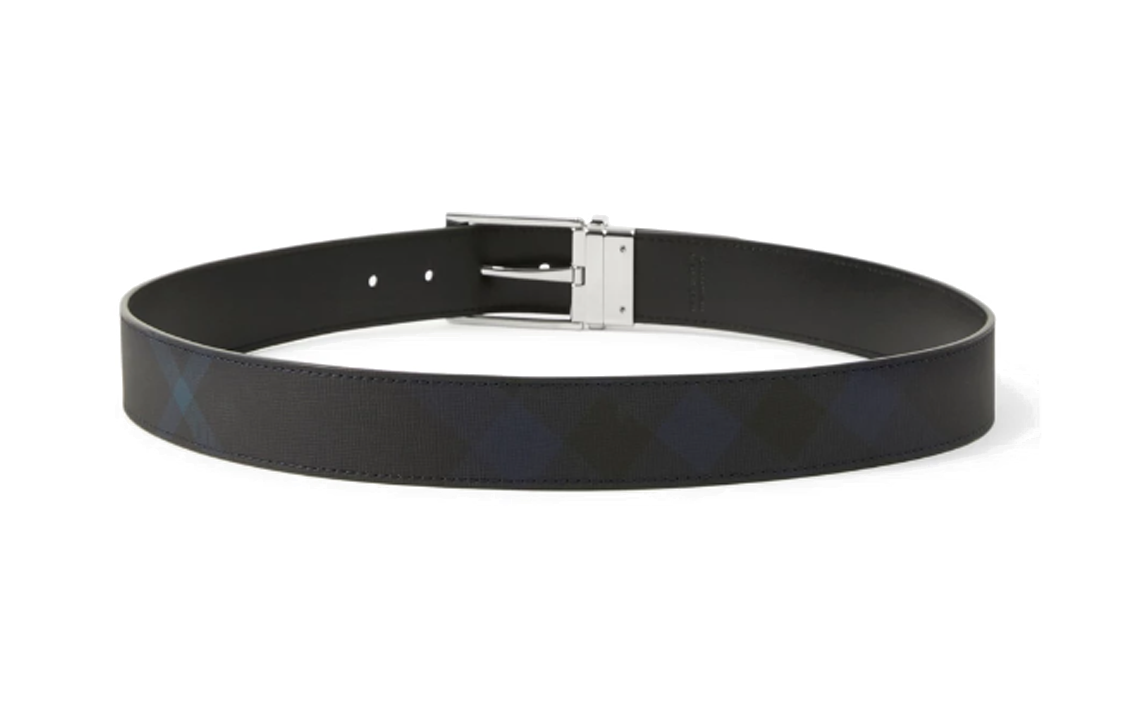 Burberry  Reversible Check Buckle Belt Navy 3.5CM Polyurethane Leather. 80732871 圖 3