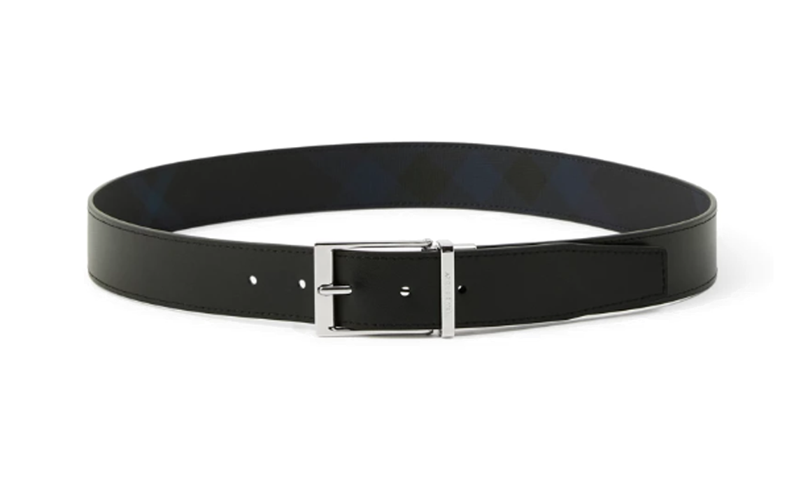 Burberry  Reversible Check Buckle Belt Navy 3.5CM Polyurethane Leather. 80732871 圖 4