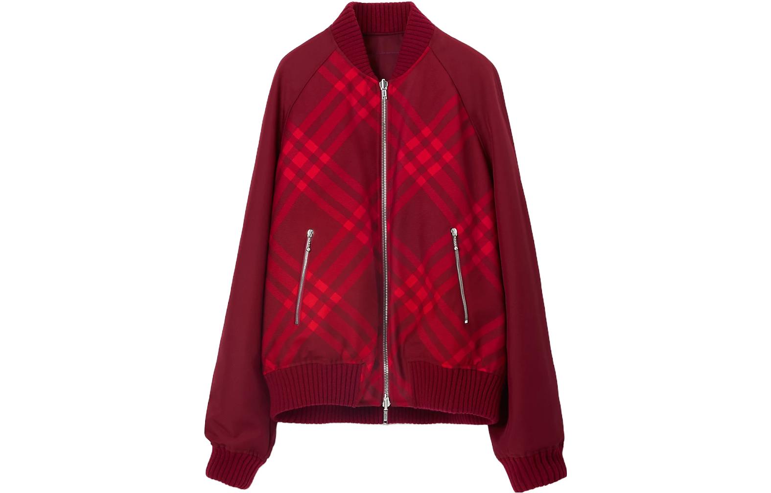 Burberry  Reversible Check Jacket in Raspberry Red. 80789061