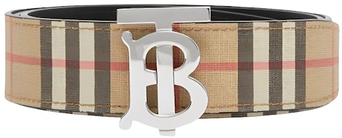 Burberry Reversible Check Monogram Leather Belt Brown 3.5cm Gift Box 80527791 Burberry Reversible Check Monogram Leather Belt Brown 3.5cm Gift Box 80527791