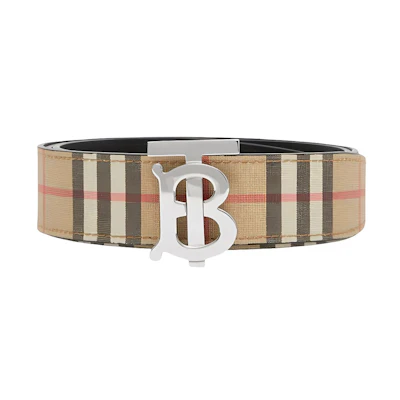 Burberry Reversible Check Monogram Leather Belt Brown 3.5cm Gift Box 80527791