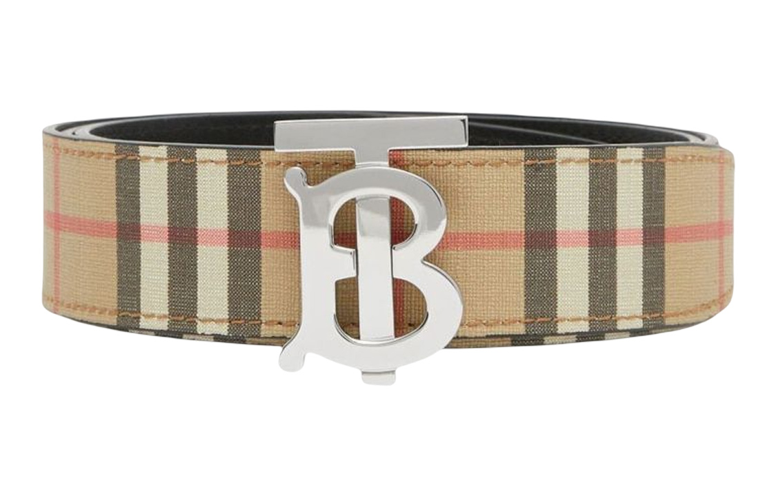 Order Burberry  Reversible Check Monogram Leather Belt Brown 3.5cm Gift Box 80527791