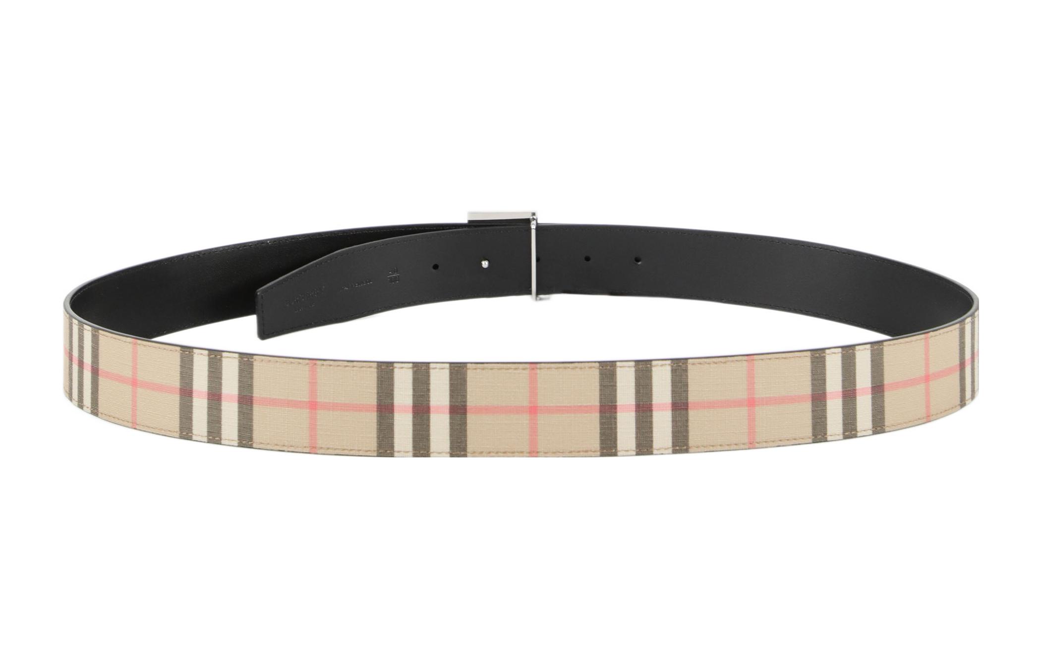 Purchase Burberry  Reversible Check Monogram Leather Belt Brown 3.5cm Gift Box 80527791