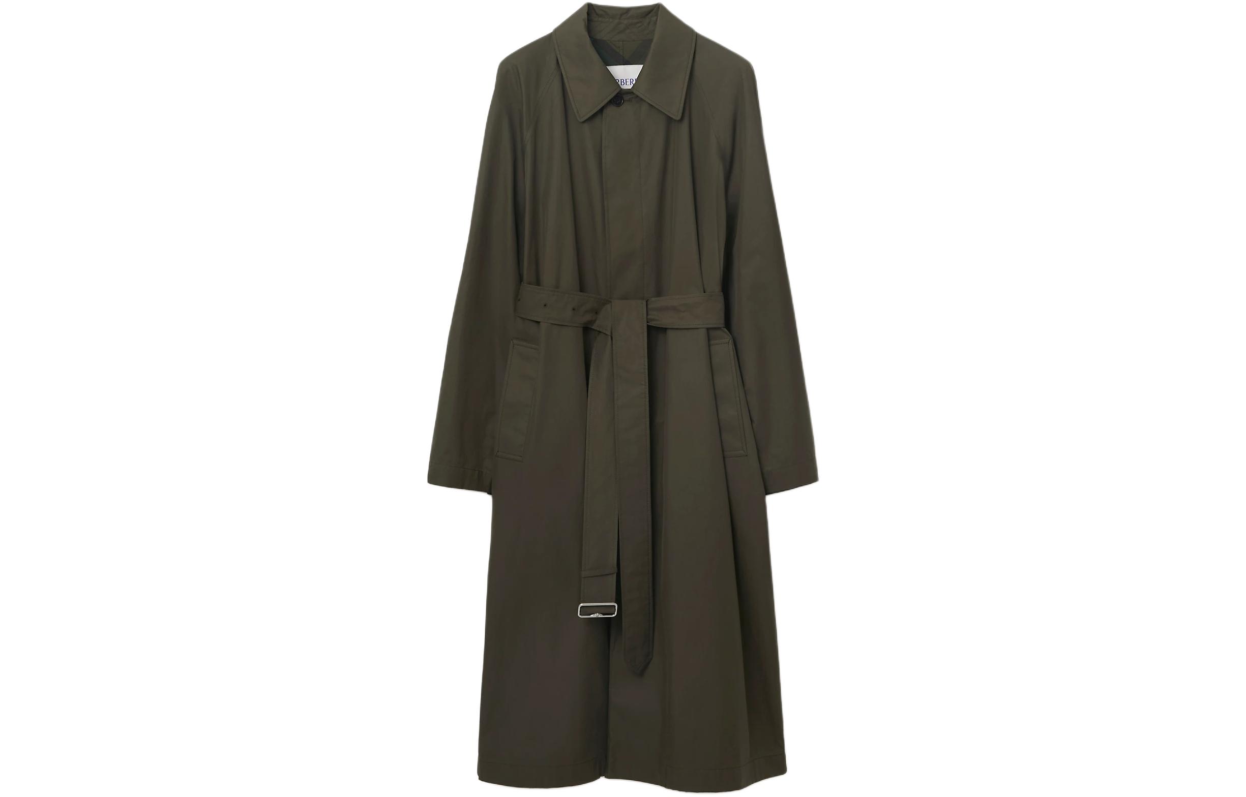 Shop Burberry 可翻轉格紋長袖風衣外套 - 水獺棕色 80767111