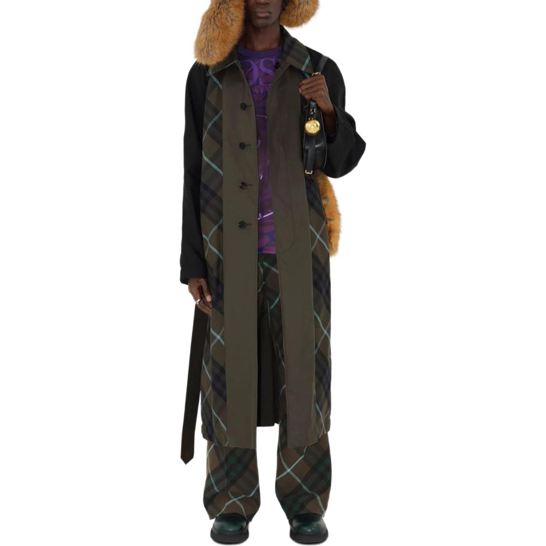 Details for Burberry 可翻轉格紋長袖風衣外套 - 水獺棕色 80767111