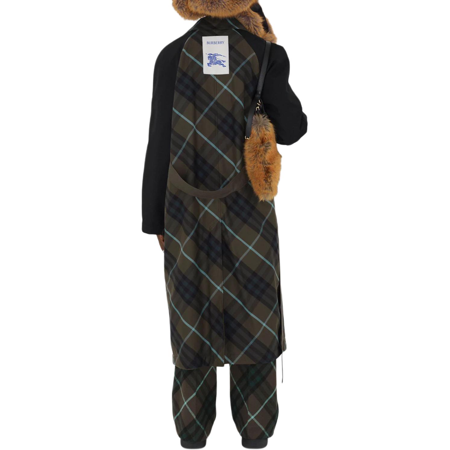 Sizing Burberry 可翻轉格紋長袖風衣外套 - 水獺棕色 80767111
