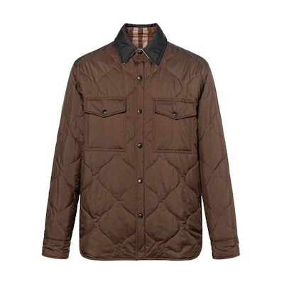 Burberry Reversible Cotton Jacket with Striped Collar in Brown. 80636961