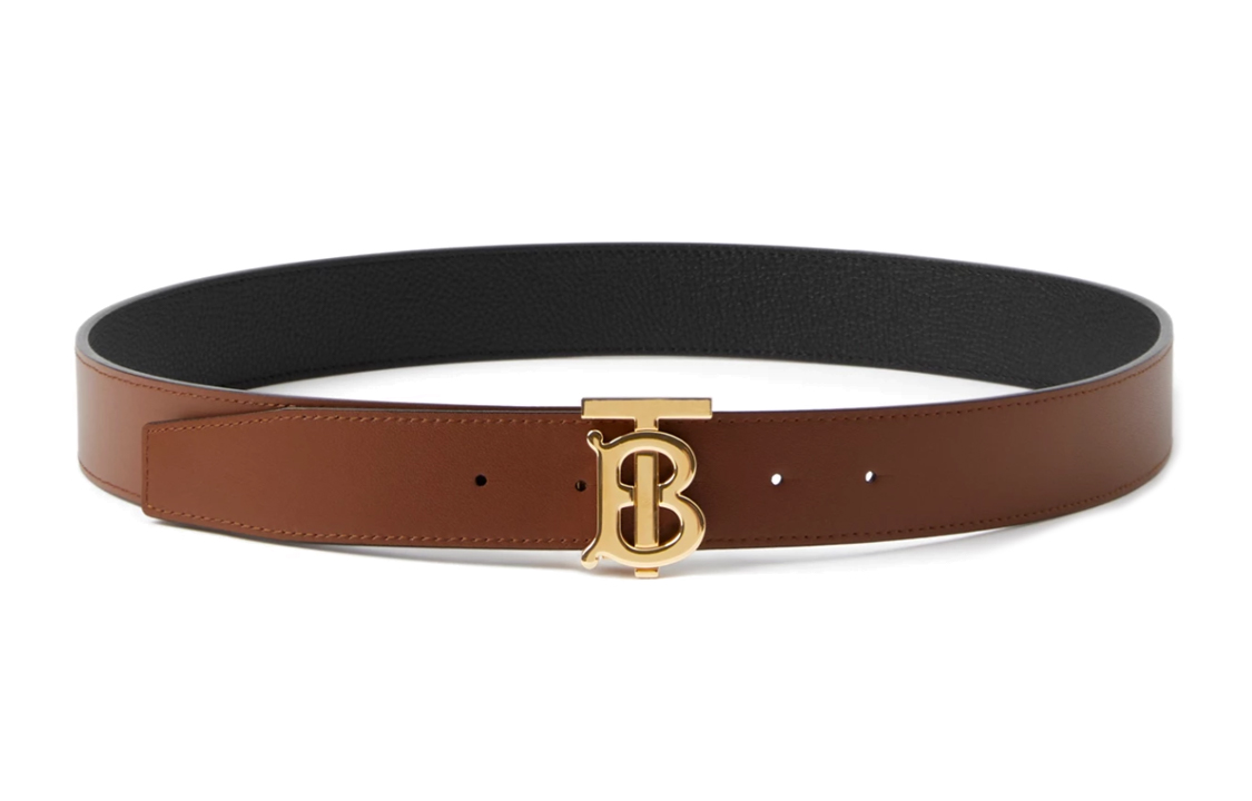 Shop Burberry  Reversible Leather Belt Brown/Black 3.5cm - Smooth & Casual Style 80666501