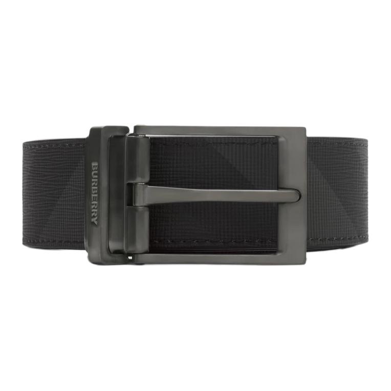 Burberry  Reversible PU Leather Belt with Check Pattern, 3.5cm Wide. 80653411