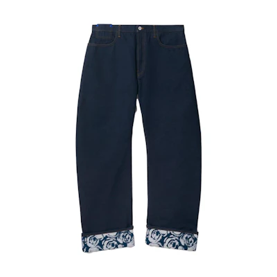 Burberry Rose Print Straight-Leg Jeans Indigo Blue 80807791