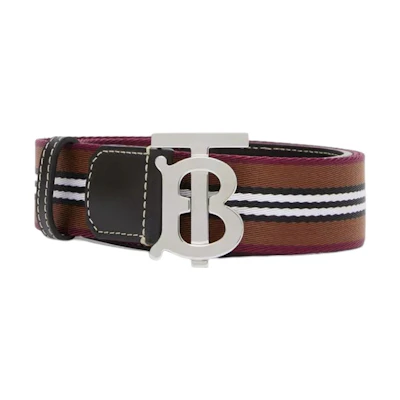 Burberry Signature Stripe Belt with Logo Buckle - 3.5cm Width 80629081
