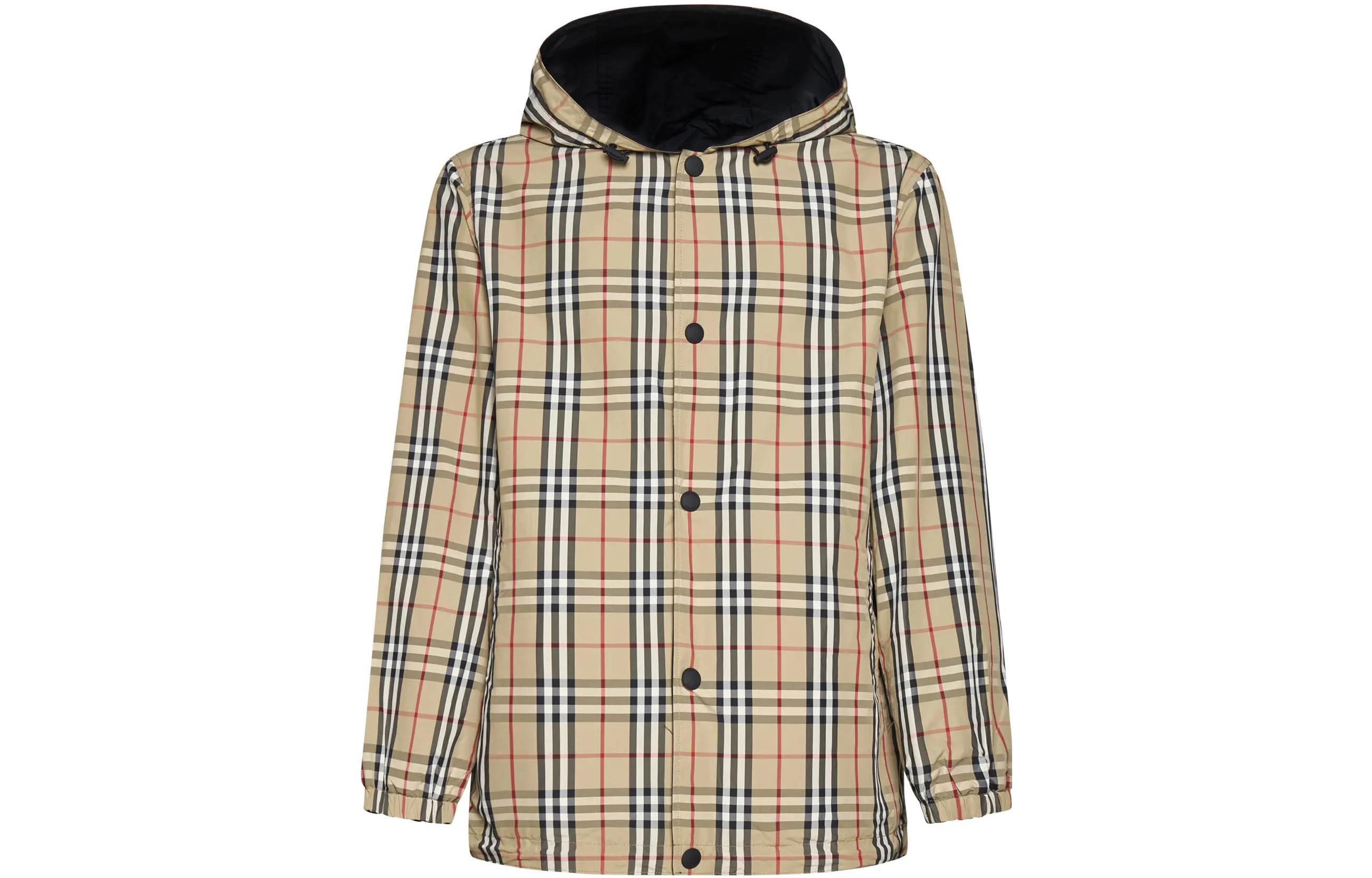 Burberry  Single-Breasted Hooded Long Sleeve Jacket Khaki Color 80746881