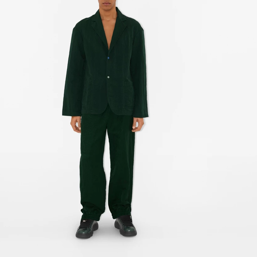 Shop Burberry 單排扣常春藤綠長袖外套 80821061