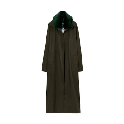 Burberry Single-Breasted Long Sleeve Coat in Otter Brown. 80787231