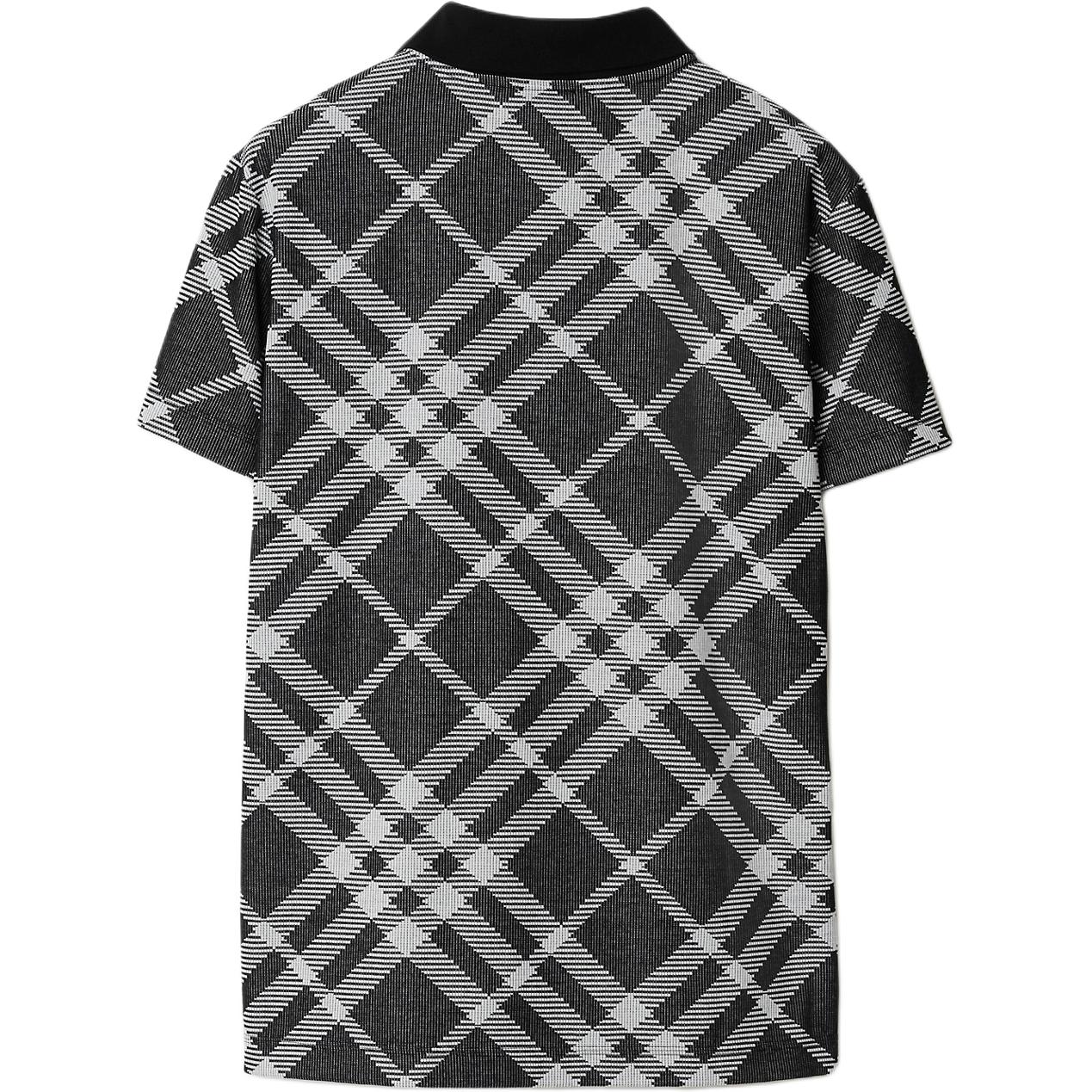 Lookbook Burberry 修身格紋印花按扣Polo衫 - 黑色 80891091