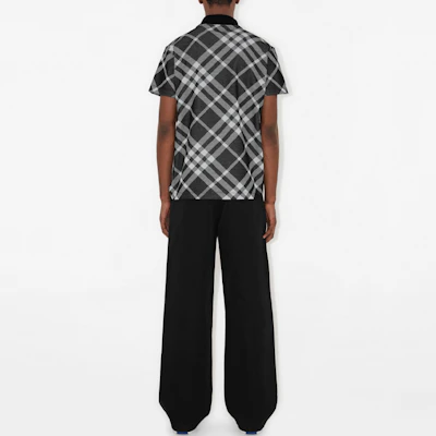 Burberry 修身格紋印花按扣Polo衫 - 黑色 80891091 Shop Burberry 修身格紋印花按扣Polo衫 - 黑色 80891091