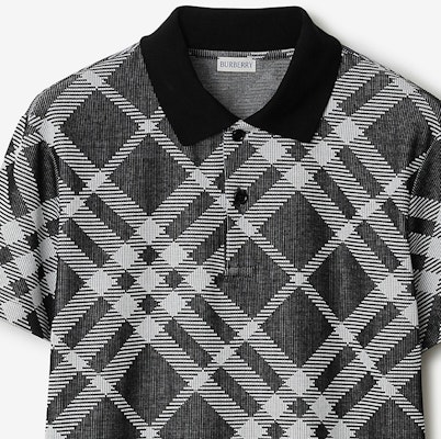 Burberry 修身格紋印花按扣Polo衫 - 黑色 80891091 Cheap Burberry 修身格紋印花按扣Polo衫 - 黑色 80891091
