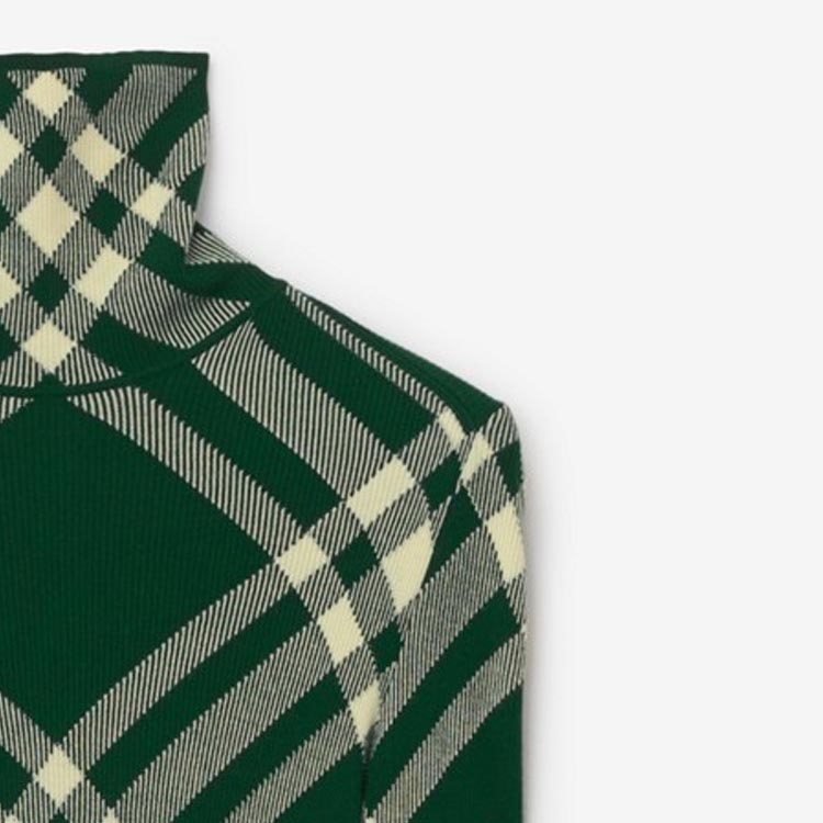 Sizing Burberry Slim-Fit Turtleneck Sweater Corak Kotak Kuning Daffodil. 80830801