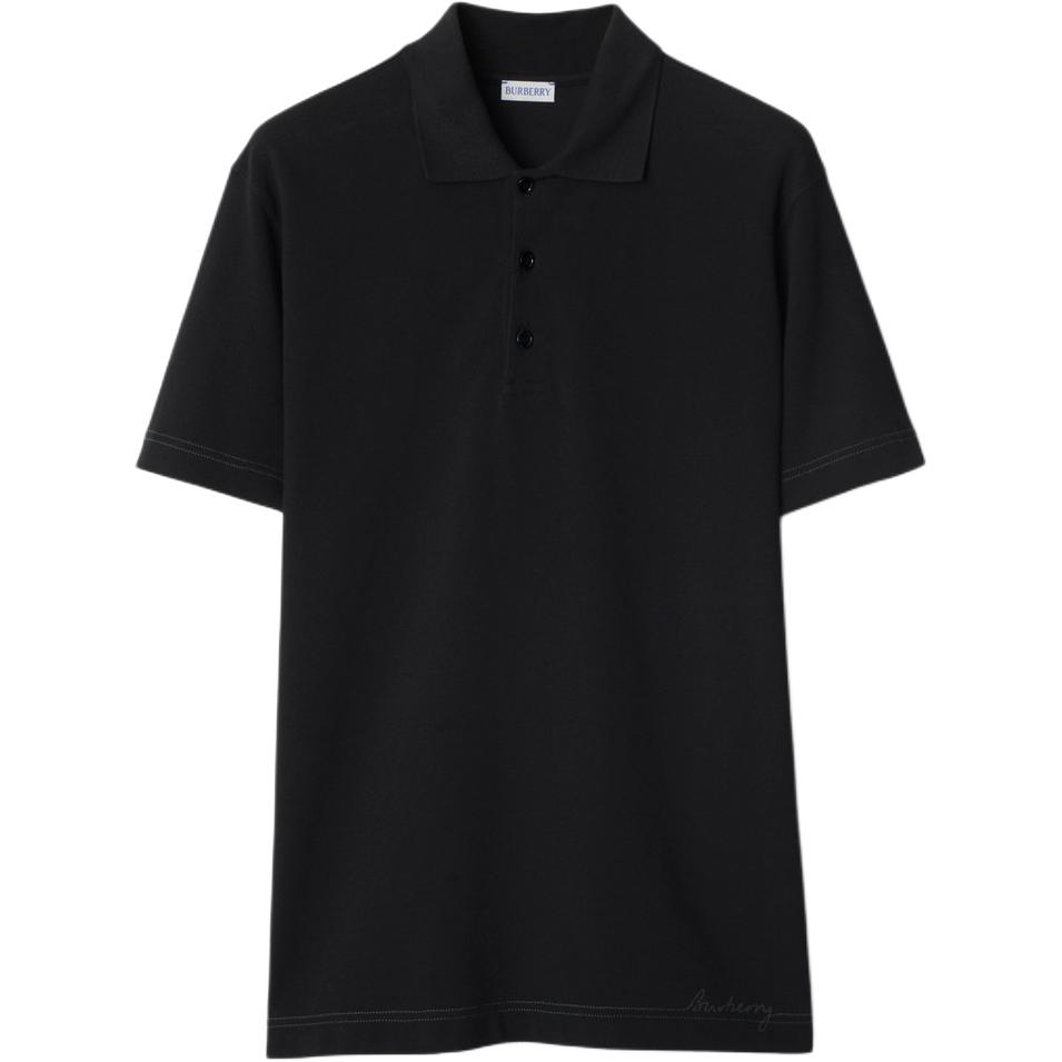 Burberry  Slim Fit Black Polo Shirt with Embroidered Logo. 80942801 圖 2